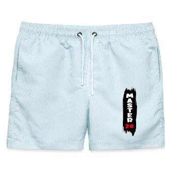 Master 2026 - Männer Badeshorts - hellblau gestreift - Vorne - AI Model Male 178 light (178cm)