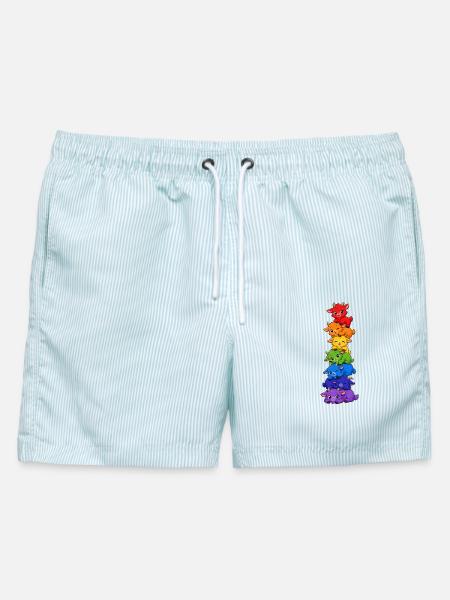 Regenbogen-qualle Pride Kawaii Niedlich Lgbtq - Männer Badeshorts - hellblau gestreift