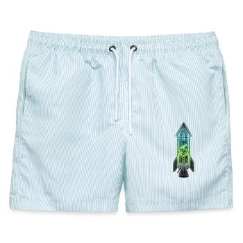 Röntgen Rakete Silvester - Männer Badeshorts - hellblau gestreift - Vorne - AI Model Male 178 light (178cm)