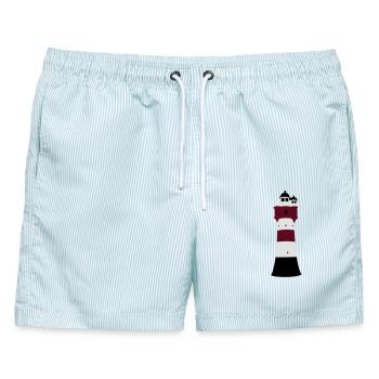 Leuchtturm - Männer Badeshorts - hellblau gestreift - Vorne - AI Model Male 178 light (178cm)