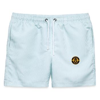 Respect All Fear None - Männer Badeshorts - hellblau gestreift - Vorne - AI Model Male 178 light (178cm)