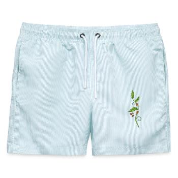 Kaffee Kaffeepflanze Kaffeebohnen - Männer Badeshorts - hellblau gestreift - Vorne - AI Model Male 178 light (178cm)