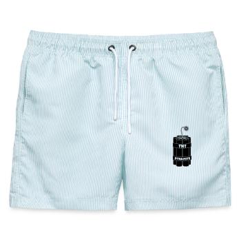 Sieben brennende Dynamitstangen - Männer Badeshorts - hellblau gestreift - Vorne - AI Model Male 178 light (178cm)