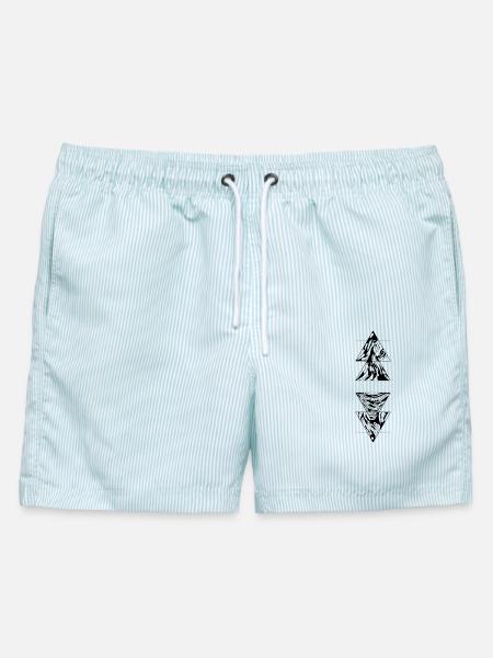 Elemente - Männer Badeshorts - hellblau gestreift