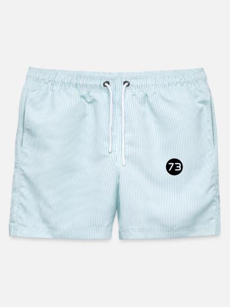 73 - Männer Badeshorts - hellblau gestreift