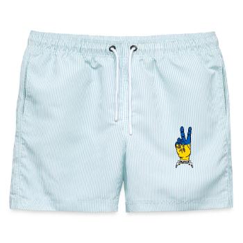 Frieden für die Ukraine - Männer Badeshorts - hellblau gestreift - Vorne - AI Model Male 178 light (178cm)