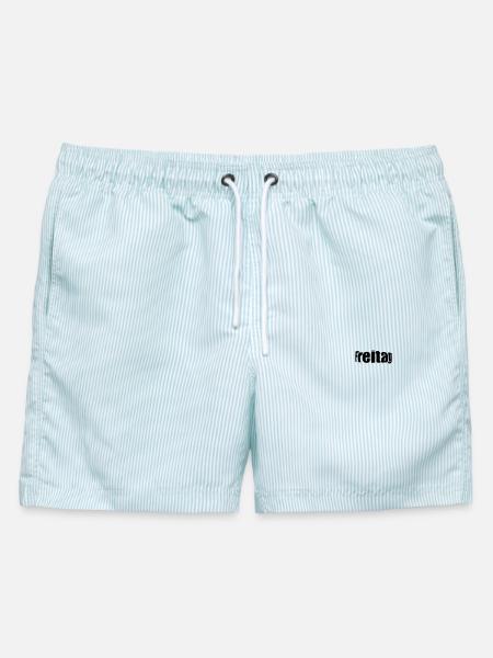 FREITAG - Männer Badeshorts - hellblau gestreift