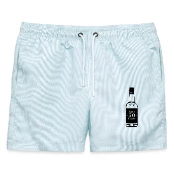 50 Jahre - Whisky - Männer Badeshorts - hellblau gestreift - Vorne - AI Model Male 178 light (178cm)
