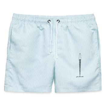 ganz dünnes Eis - Männer Badeshorts - hellblau gestreift - Vorne - AI Model Male 178 light (178cm)