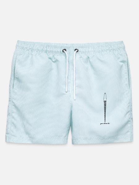 ganz dünnes Eis - Männer Badeshorts - hellblau gestreift