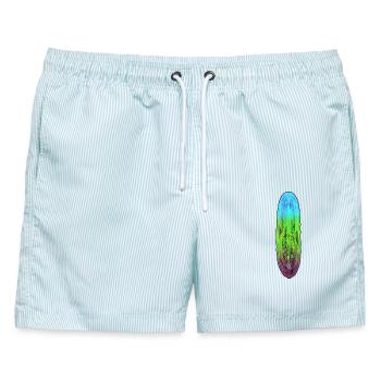 Bunte Röntgen Gurke Vegan - Männer Badeshorts - hellblau gestreift - Vorne - AI Model Male 178 light (178cm)