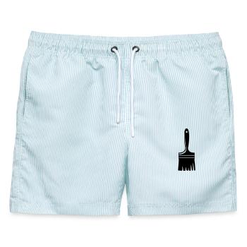 Pinsel für Logo - Männer Badeshorts - hellblau gestreift - Vorne - AI Model Male 178 light (178cm)