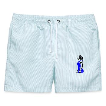 Ringen - Männer Badeshorts - hellblau gestreift - Vorne - AI Model Male 178 light (178cm)