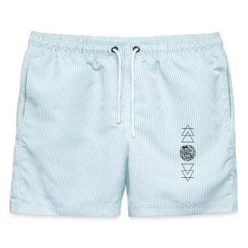 Kosmos - Männer Badeshorts - hellblau gestreift - Vorne - AI Model Male 178 light (178cm)