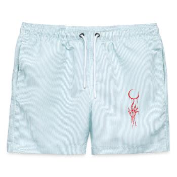 Roter Griff - Männer Badeshorts - hellblau gestreift - Vorne - AI Model Male 178 light (178cm)