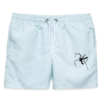 Langbeinige Mücke - Männer Badeshorts - hellblau gestreift - Vorne - AI Model Male 178 light (178cm)