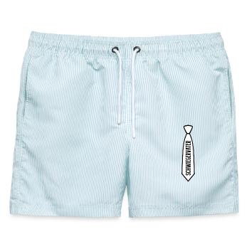 Schwiegervater Schwiegerpapa Brautvater - Männer Badeshorts - hellblau gestreift - Vorne - AI Model Male 178 light (178cm)