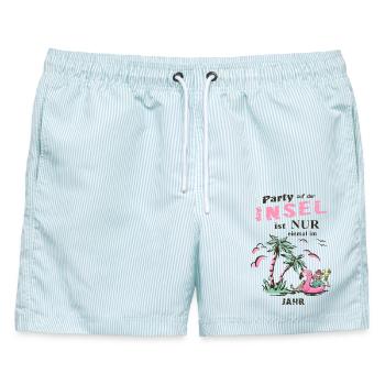 Party Insel - Männer Badeshorts - hellblau gestreift - Vorne - AI Model Male 178 light (178cm)