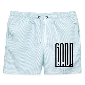 GoodBad - Männer Badeshorts - hellblau gestreift - Vorne - AI Model Male 178 light (178cm)