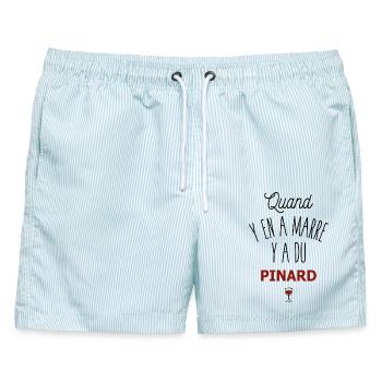 Wein Pinard Aperitif Aperitif Lustiger Humor - Männer Badeshorts - hellblau gestreift - Vorne - AI Model Male 178 light (178cm)