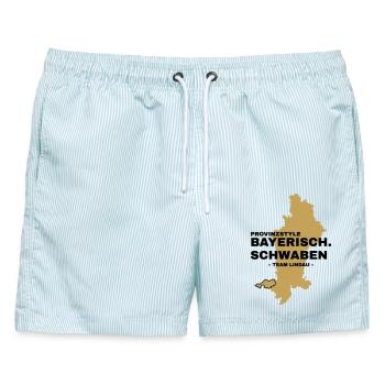 Schwaben | LINDAU - Männer Badeshorts - hellblau gestreift - Vorne - AI Model Male 178 light (178cm)