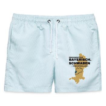 Schwaben | UNTERALLGAU - Männer Badeshorts - hellblau gestreift - Vorne - AI Model Male 178 light (178cm)