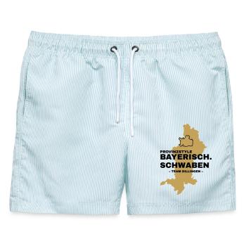 Schwaben | DILLINGEN - Männer Badeshorts - hellblau gestreift - Vorne - AI Model Male 178 light (178cm)