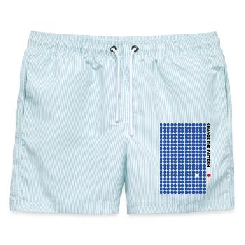 ÄNDERE DAS MUSTER - Männer Badeshorts - hellblau gestreift - Vorne - AI Model Male 178 light (178cm)