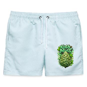 Kush Mints Graffiti Bud Print - Männer Badeshorts - hellblau gestreift - Vorne - AI Model Male 178 light (178cm)