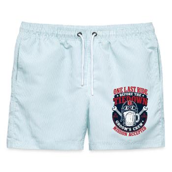 One Last Ride Before The Tie Down - Männer Badeshorts - hellblau gestreift - Vorne - AI Model Male 178 light (178cm)
