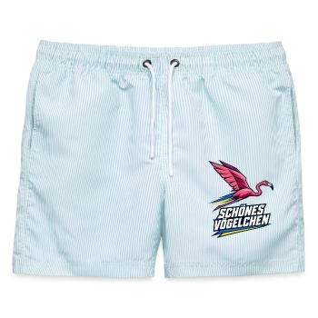 Schönes Vögelchen (Geometrische Version) - Männer Badeshorts - hellblau gestreift - Vorne - AI Model Male 178 light (178cm)