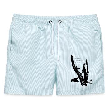 Midnight Coffeenaut und Schmetterling - Männer Badeshorts - hellblau gestreift - Vorne - AI Model Male 178 light (178cm)