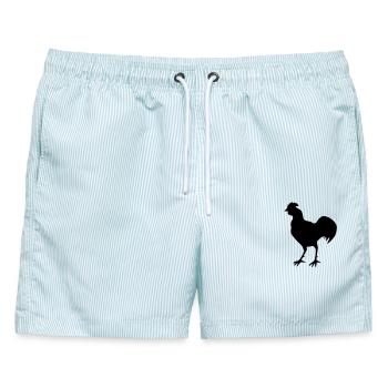 Hahn - Männer Badeshorts - hellblau gestreift - Vorne - AI Model Male 178 light (178cm)