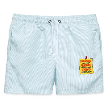 Lustiges Office Humor Zitat Design Shirt - Männer Badeshorts - hellblau gestreift - Vorne - AI Model Male 178 light (178cm)
