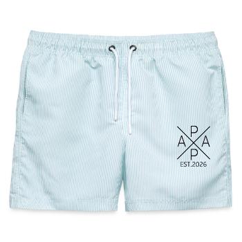 Papa 2026 Papa seit 2026 Papa Est 2026 - Männer Badeshorts - hellblau gestreift - Vorne - AI Model Male 178 light (178cm)