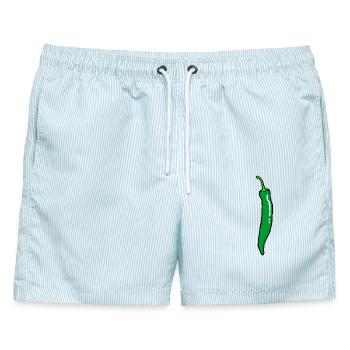 Scharfe Chilischote Chili Paprika - Männer Badeshorts - hellblau gestreift - Vorne - AI Model Male 178 light (178cm)
