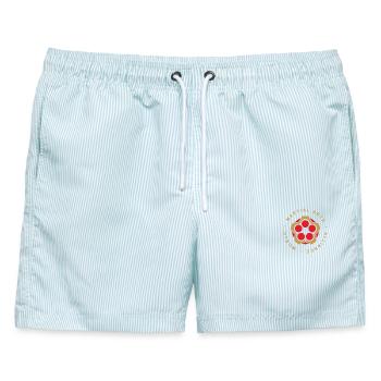 WMAA-logo_xl - Männer Badeshorts - hellblau gestreift - Vorne - AI Model Male 178 light (178cm)