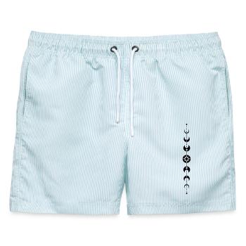 Totem mit Mondphasen und Sternen. Black. - Männer Badeshorts - hellblau gestreift - Vorne - AI Model Male 178 light (178cm)