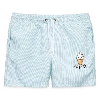 Softie Softeis Lover Eiscreme Icon Geschenk - Männer Badeshorts - hellblau gestreift - Vorne - AI Model Male 178 light (178cm)