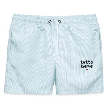Tutto Bene  - Männer Badeshorts - hellblau gestreift - Vorne - AI Model Male 178 light (178cm)