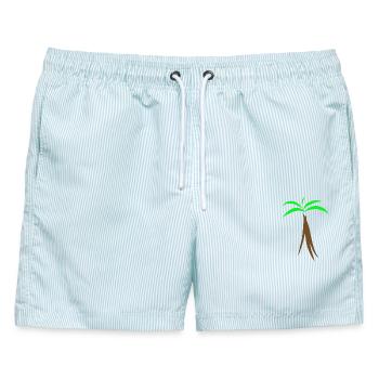 Palme - Männer Badeshorts - hellblau gestreift - Vorne - AI Model Male 178 light (178cm)