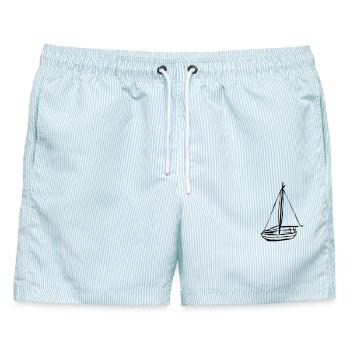 Boot - Männer Badeshorts - hellblau gestreift - Vorne - AI Model Male 178 light (178cm)