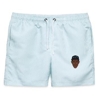 Tyler Wolfgang - Männer Badeshorts - hellblau gestreift - Vorne - AI Model Male 178 light (178cm)