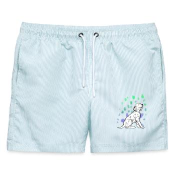 Dalmatiner Welpe - Männer Badeshorts - hellblau gestreift - Vorne - AI Model Male 178 light (178cm)