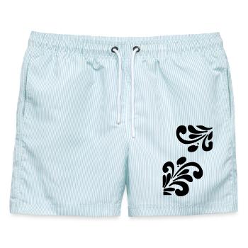 Bembeltattoo - Männer Badeshorts - hellblau gestreift - Vorne - AI Model Male 178 light (178cm)