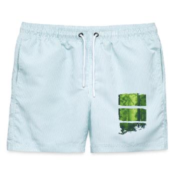 Waldlichtgrün Panels - Männer Badeshorts - hellblau gestreift - Vorne - AI Model Male 178 light (178cm)