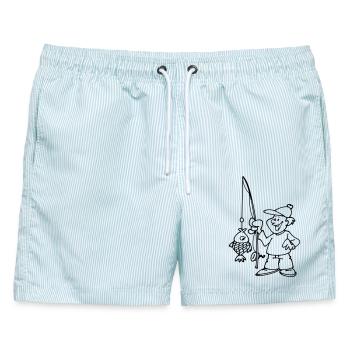 Fischer - Männer Badeshorts - hellblau gestreift - Vorne - AI Model Male 178 light (178cm)