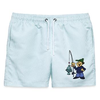 Fischer - Männer Badeshorts - hellblau gestreift - Vorne - AI Model Male 178 light (178cm)