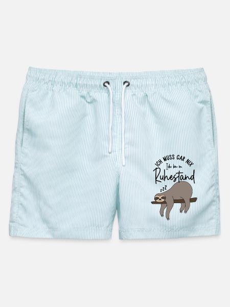 Faultier - Ich muss gar nix Ich bin im Ruhestand - Männer Badeshorts - hellblau gestreift