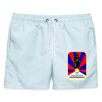 Volksunion für die Unabhängigkeit Tibets - Männer Badeshorts - hellblau gestreift - Vorne - AI Model Male 178 light (178cm)
